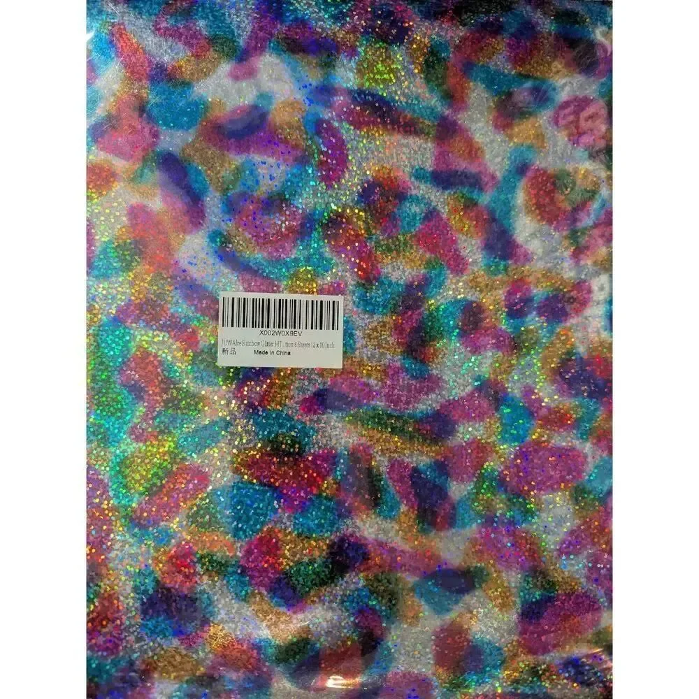 Rainbow Glitter Heat Transfer Vinyl 12x10 in - 6 sheets